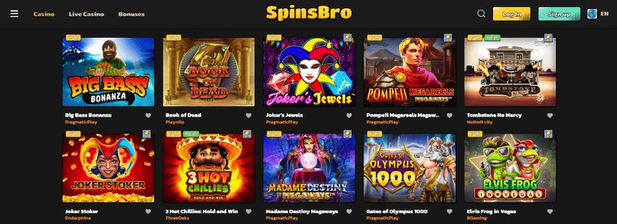 Spinsbro Casino spellen